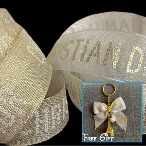 Christian Dior Gift Wrapping Ribbons in Gold(1 yard) & White(1 yard).